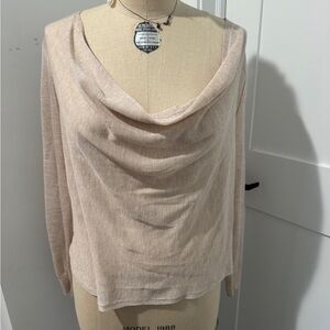 Elegant Cream Drape Neck Sweater